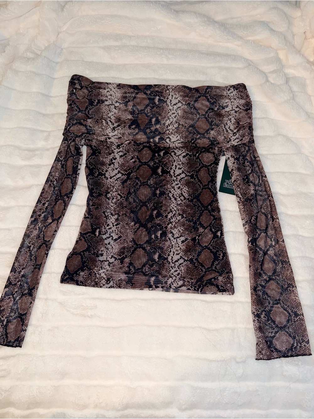 Wild Fable Snake Print Off Shoulder Mesh Top NWT Small